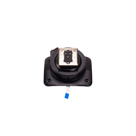Godox V100C shoe adapter plate with metal contact mount and small blue pull tab
