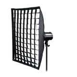 Grid softbox panel with black frame and internal grid for studio lighting