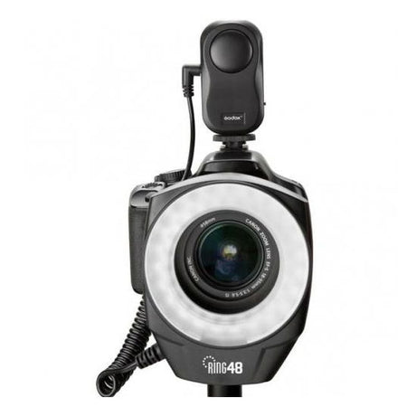 Godox Ring48 circular LED ring light, front glow ring around camera lens and stand