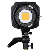 Front view of SL-100W LED studio light with grille reflector and square COB lens