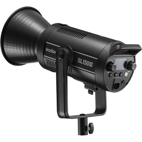 SL150III LED video light with reflector, front grille, and side control panel