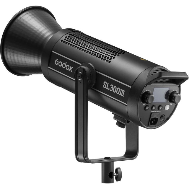 Godox SL-300III video LED light with reflector and side control panel, black