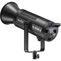 Black LED video light with wide reflector and adjustable yoke stand