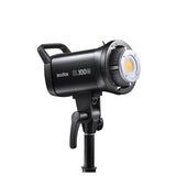 Black Godox SL100Bi LED studio light with Bowens mount and handle, front lamp head visible