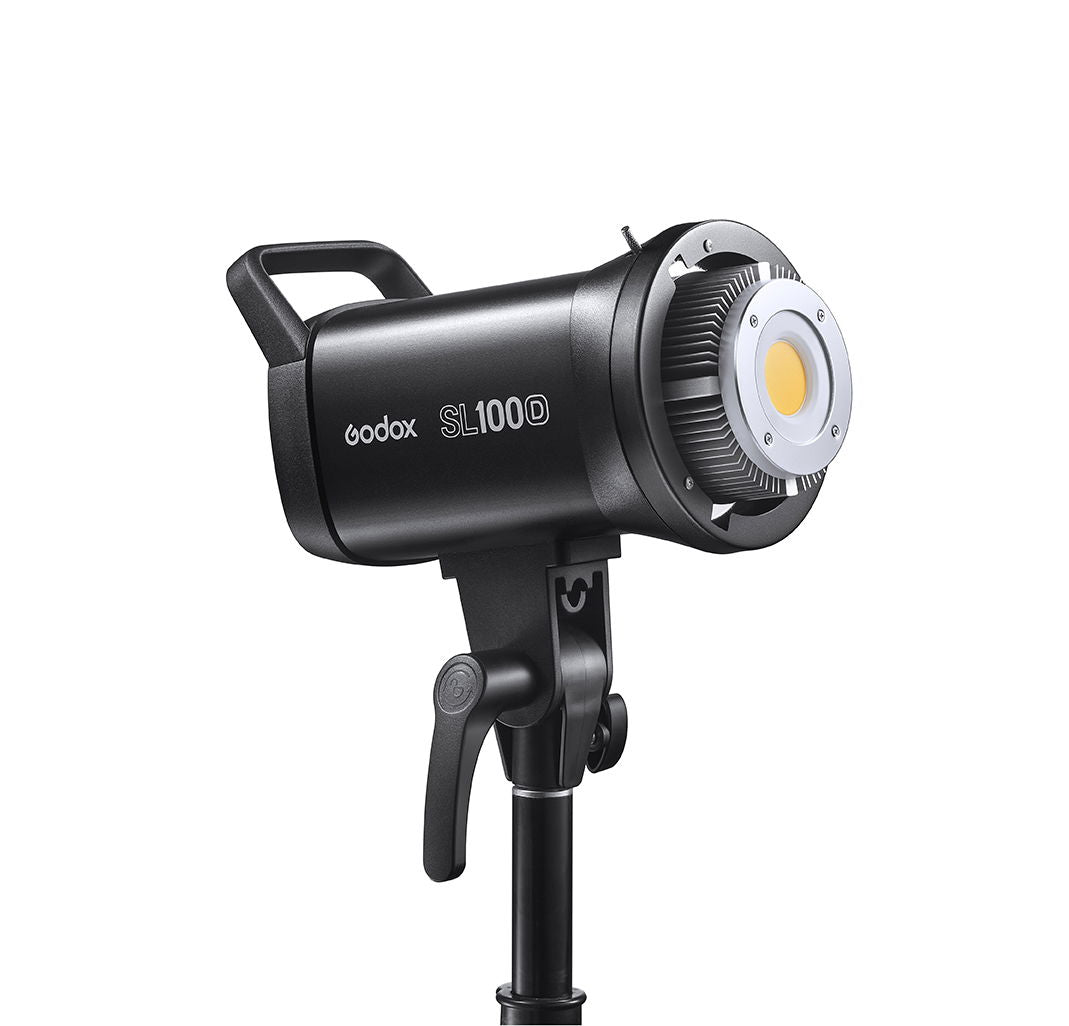 SL100D LED light head with front circular LED panel and ridged heat-sink housing