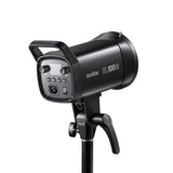 SL100D LED studio light with rear control display and adjustable mounting handle
