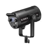 Black SL150III LED video light, rear control panel and yoke stand in view