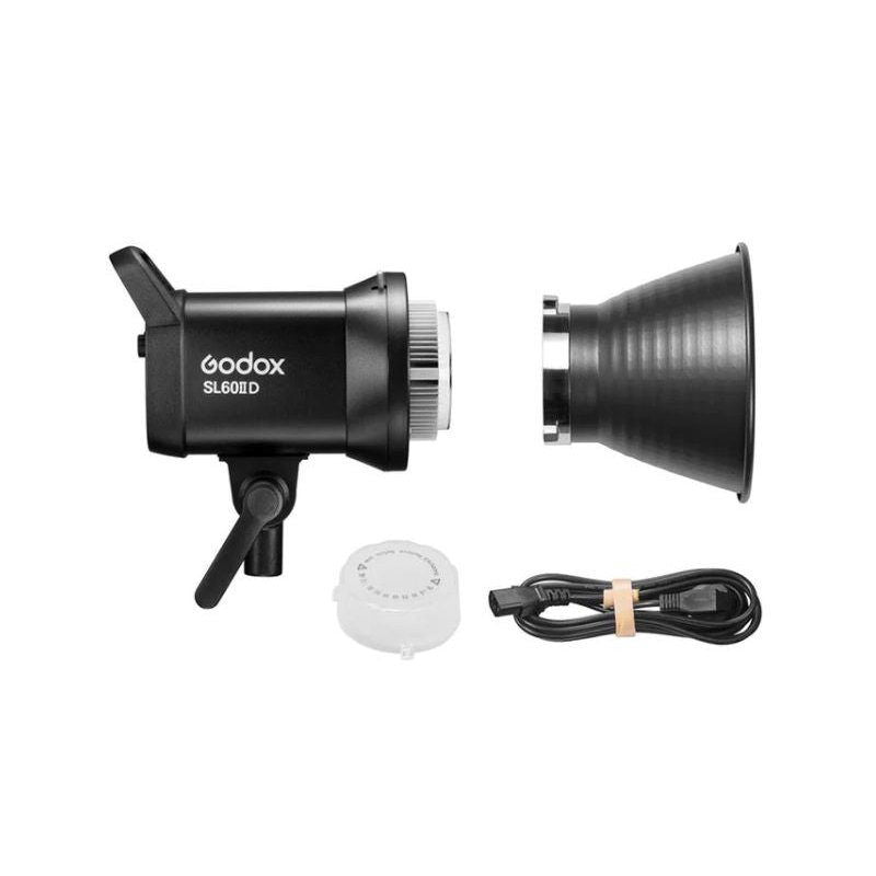 LED light with front mount, diffuser cover, and attached power cable