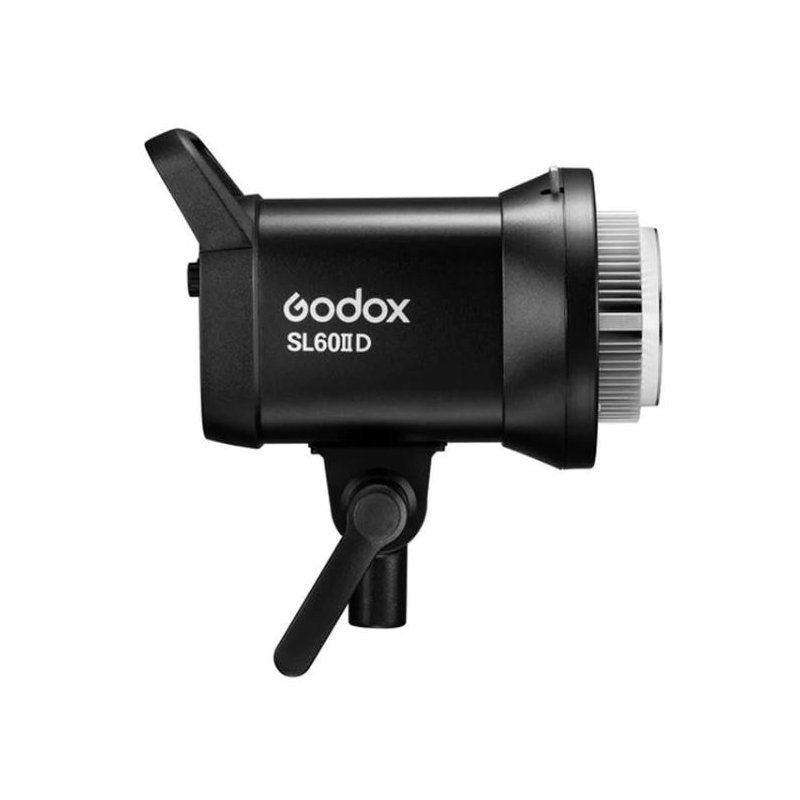 Black LED studio light head with control knob and front mount ring