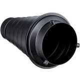 Snoot light modifier with grid, front opening view, Bowens mount