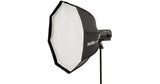 Softbox multifunctional 60 cm cu interior alb si carcasa neagra, montat pe blitz