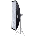 Rectangular studio softbox with white diffuser and black exterior, 40x180 cm