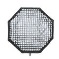 120cm octagonal softbox with black honeycomb grid, front view with ribbed pattern