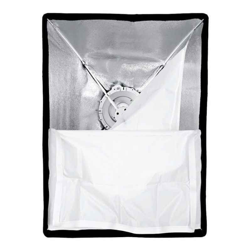 Softbox umbrela Bowens 50x70 pliabil, interior argintiu și panou difuzor alb