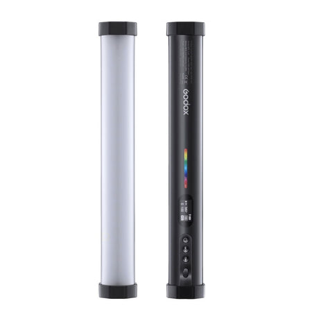 TL30 RGB LED tubular light, silver tube with black control-side panel