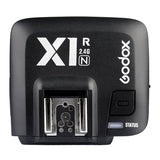 Receptor X1R pentru Nikon, panou frontal cu marcaje și buton TEST/STATUS