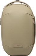 Sand beige 6L sling bag with zippered front pocket and molded panel design