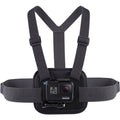 Black chest harness with camera mount and adjustable straps
