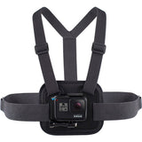 Black chest harness with camera mount and adjustable straps
