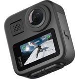 GoPro MAX action camera angled view with touchscreen and lens