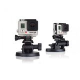 Suction cup mount with camera on base, clear housing and black pivot arm