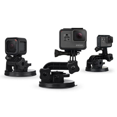 Suction cup mount set showing multiple angles with black base and arms