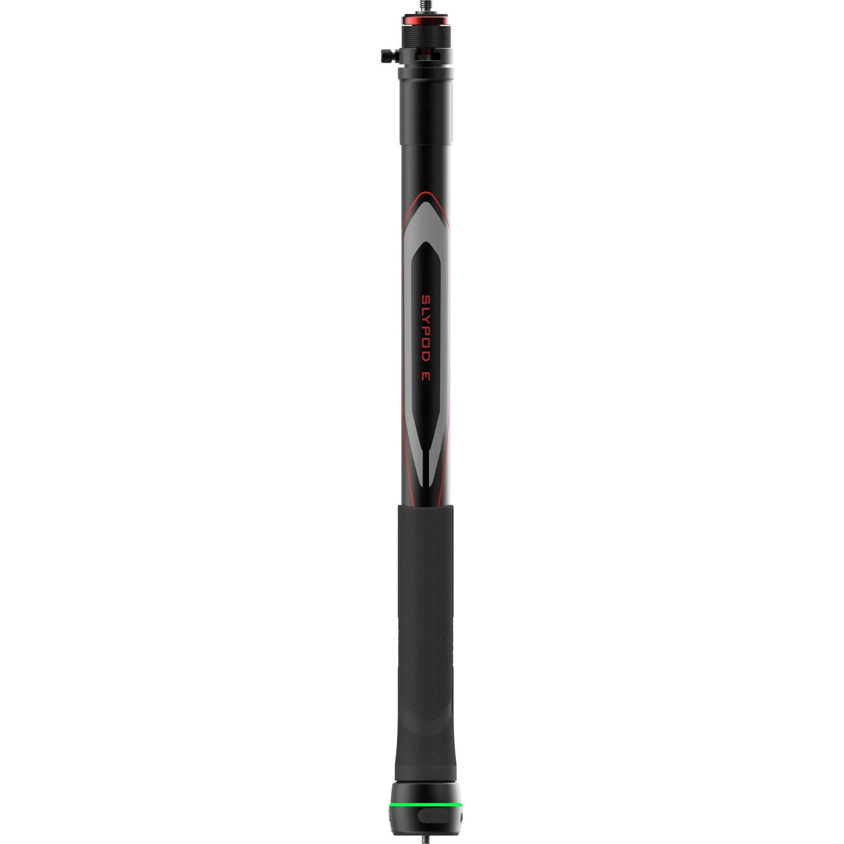Slypod E pole view: black shaft with side stripe, textured handle and green base ring