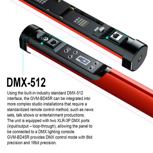 DMX LED light bar control panel with XLR ports and display