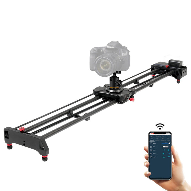 Slider carbon motorizat 120 cm, control Bluetooth din aplicație, cadru negru