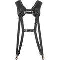 Black dual-camera harness with chest strap and two front camera holders