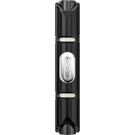 Black wireless USB‑C microphone transmitter with sound grille, front view