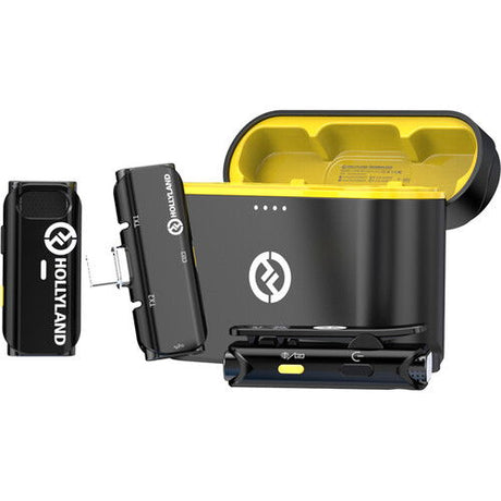 Dual wireless USB‑C mic system with charging case and two transmitters