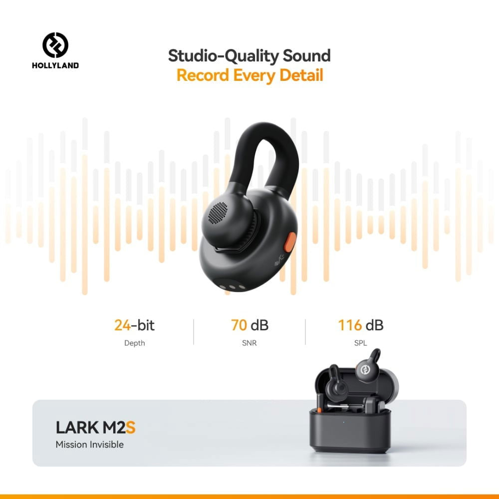 Hollyland Lark M2S Combo, Sistem microfon wireless, 2 persoane, 2.4 GHz, culoare Space Gray - View 4