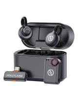 Set microfoane lavalier wireless cu husă de încărcare și două capsule negre