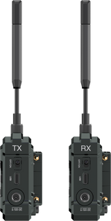 Carcase TX și RX, porturi HDMI/SDI vizibile și alimentare 6-16V