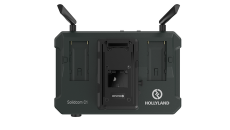 Intercom hub underside view with battery slots and mounting panel