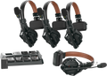 4-channel intercom headset set with headband mics and control base, black