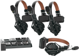 4-channel intercom headset set with headband mics and control base, black