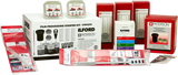 Film processing starter kit box with bottles, reels, tank, thermometer and clips