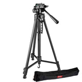 Black 3-way photo/video tripod with padded head and carry bag