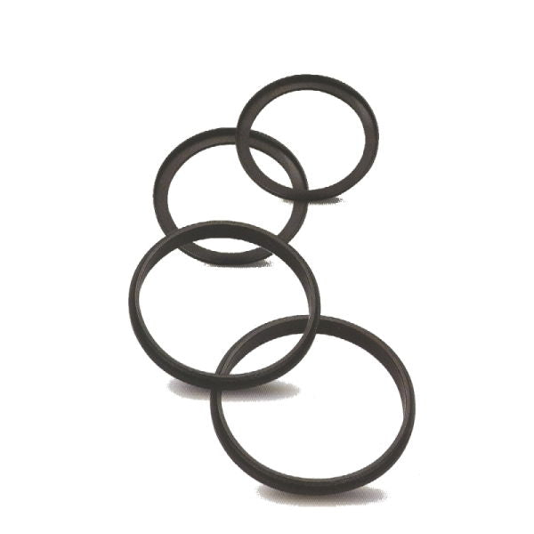 72–82mm step-up/down lens adapter rings, dark metal, overlapping set
