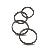 72–82mm step-up/down lens adapter rings, dark metal, overlapping set