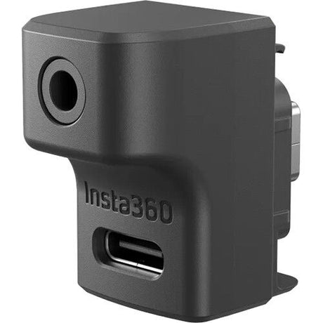 Microphone adapter module with dark gray body and USB-C style connector