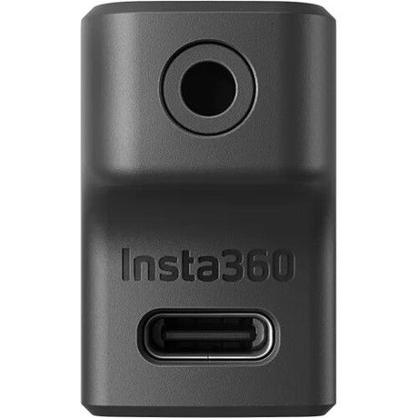 Dark gray microphone adapter with round mounting hole and side connector port