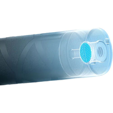 Blue translucent diffuser head with mounting hardware on the selfie stick tip