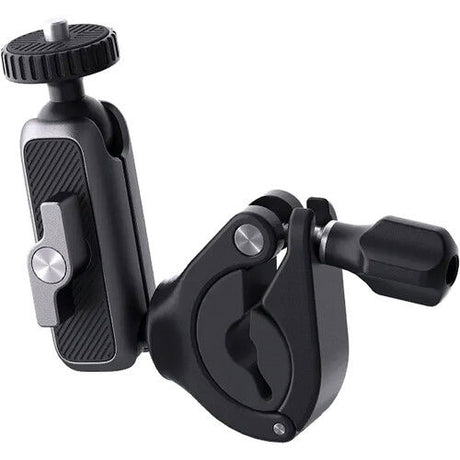 Black bike handlebar camera mount with adjustable arms and clamp