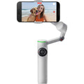 Stabilizator pentru telefon cu mâner și braț tip gimbal, gri deschis, pentru filmare
