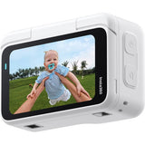 Arctic white 360 action camera with side control panel and active front screen