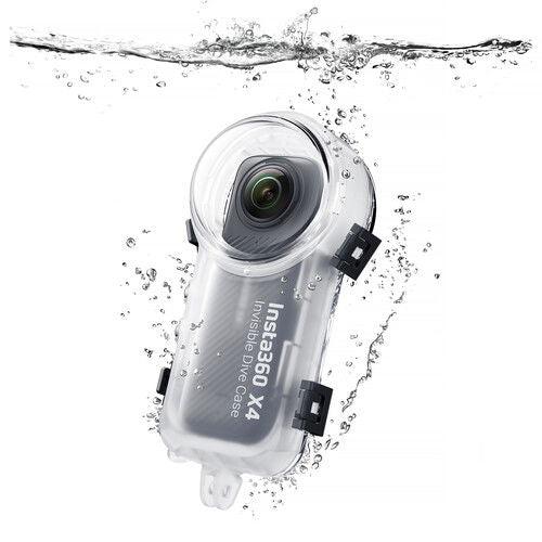 Carcasă dive transparentă pentru Insta360 X4, cu fereastră rotundă și cleme