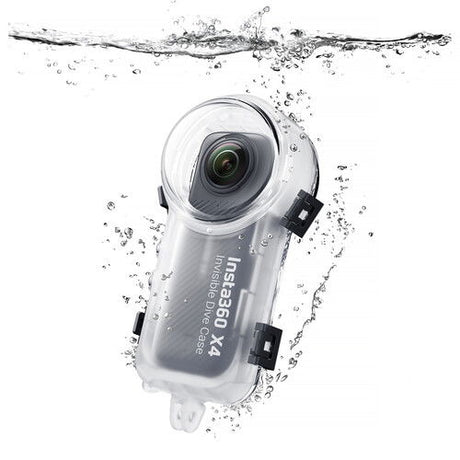 Carcasă dive transparentă pentru Insta360 X4, cu fereastră rotundă și cleme